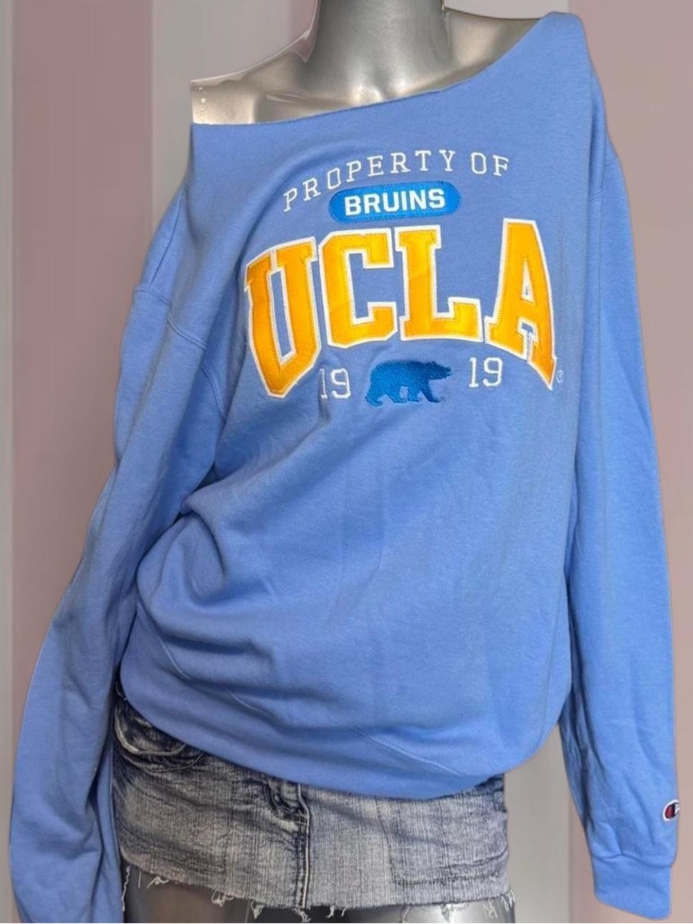 UCLA Champion Blue Off-Shoulder Sweatshirt